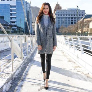 J Crew Wool-blend Gray Tweed Topcoat  - S